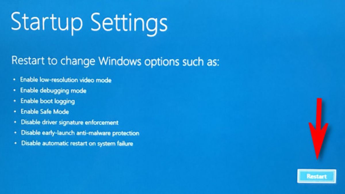 sửa lỗi Your device ran into a problem and needs to restart bằng khởi động máy ở chế độ safe mode - bước 6