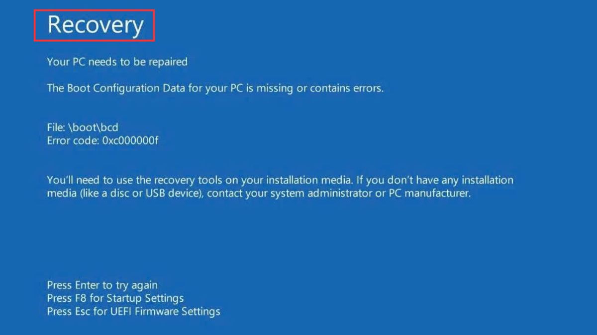 Dấu hiệu lỗi Your PC Device Needs to Be Repaired