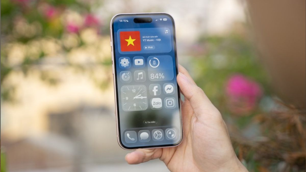 Màn hình của iPhone 15 màu xanh 
