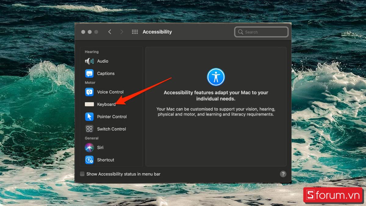 bật bàn phím ảo Macbook bằng accessibility bước 2
