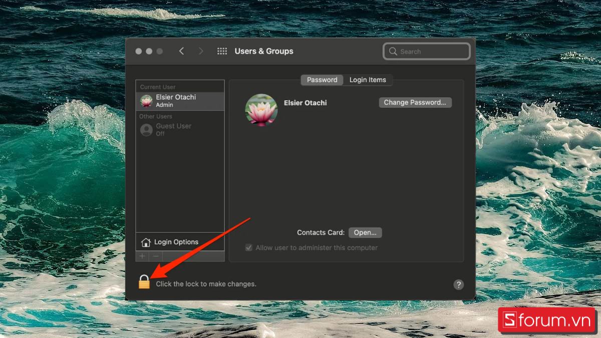bật bàn phím ảo Macbook bằng users & groups bước 3