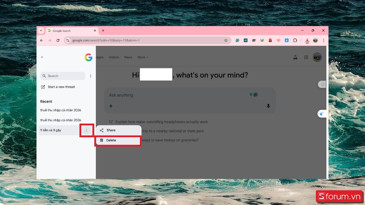 Xóa lịch sử tìm kiếm trên AI Mode