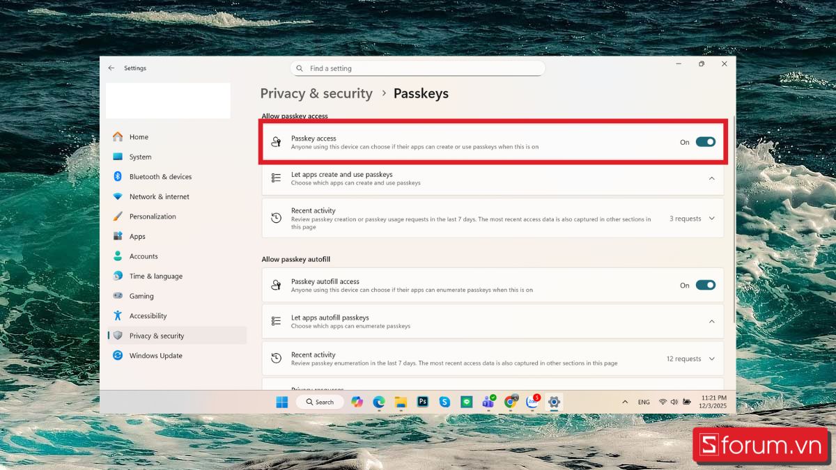 bật quyền truy cập Passkey cho ứng dụng Windows 11 - 6