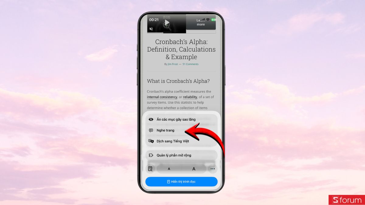 Chọn tính năng Nghe trang