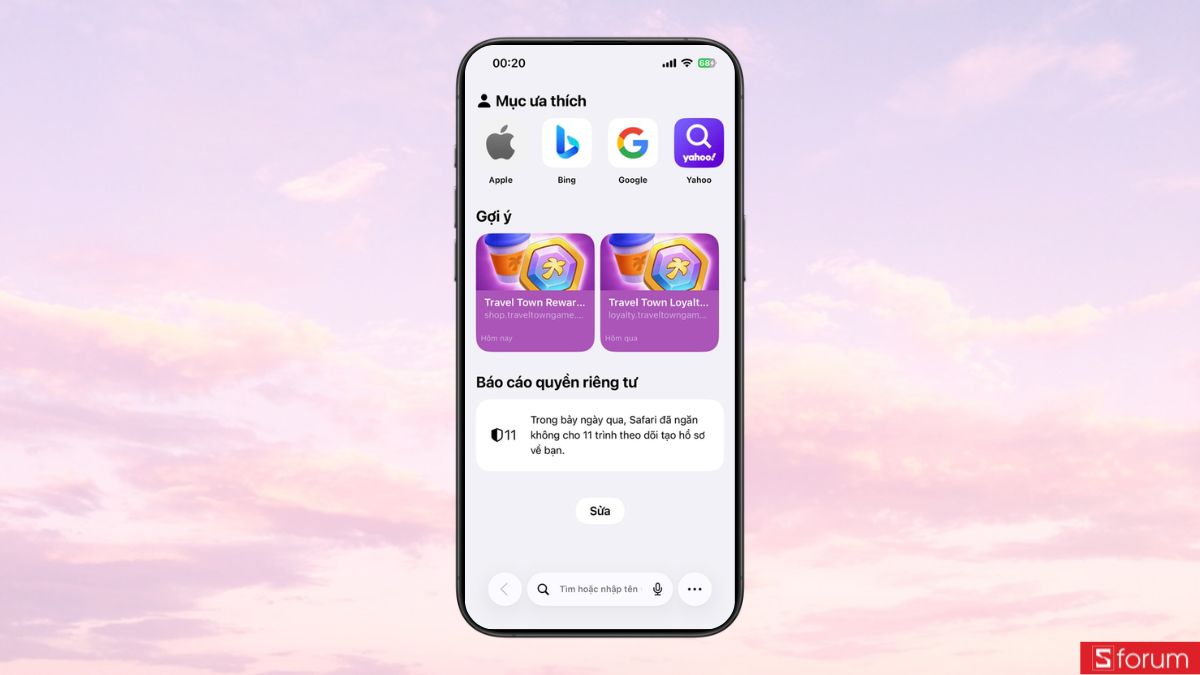 Truy cập vào Safari