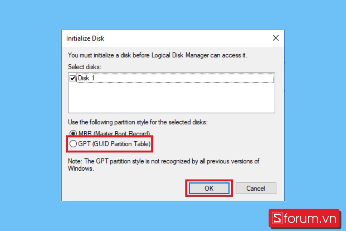 Ổ cứng báo “Not Initialized” - bước 3