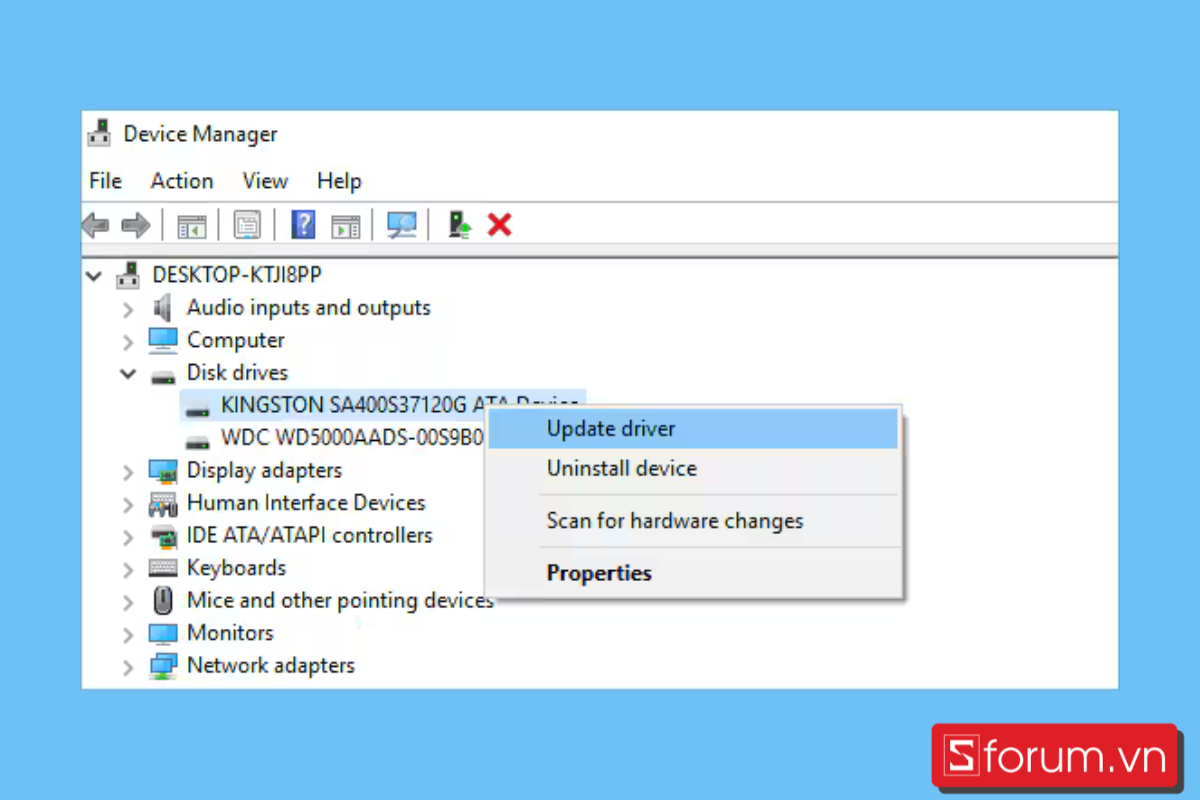 Cập nhật driver ổ cứng SSD - bước 2