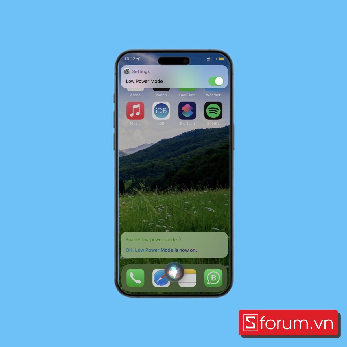 Bật chế độ nguồn điện thấp bằng trợ lý ảo Siri