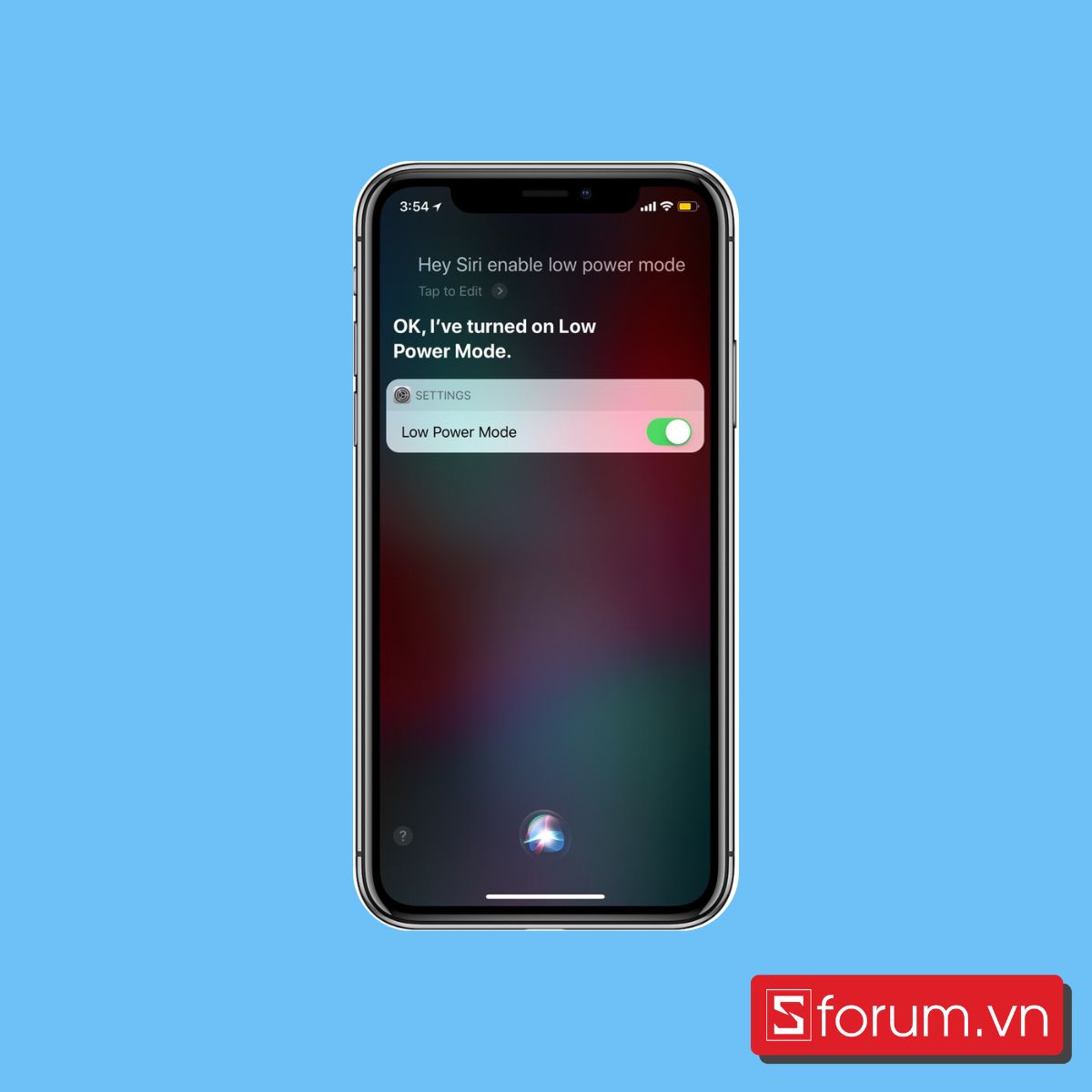 Câu lệnh bật chế độ nguồn điện thấp bằng Siri