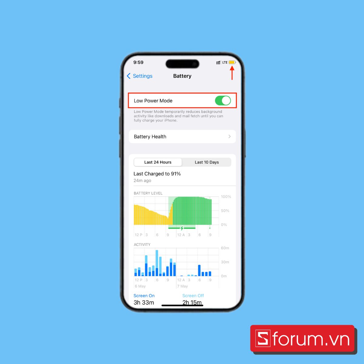 Bật chế độ nguồn điện thấp cho iPhone