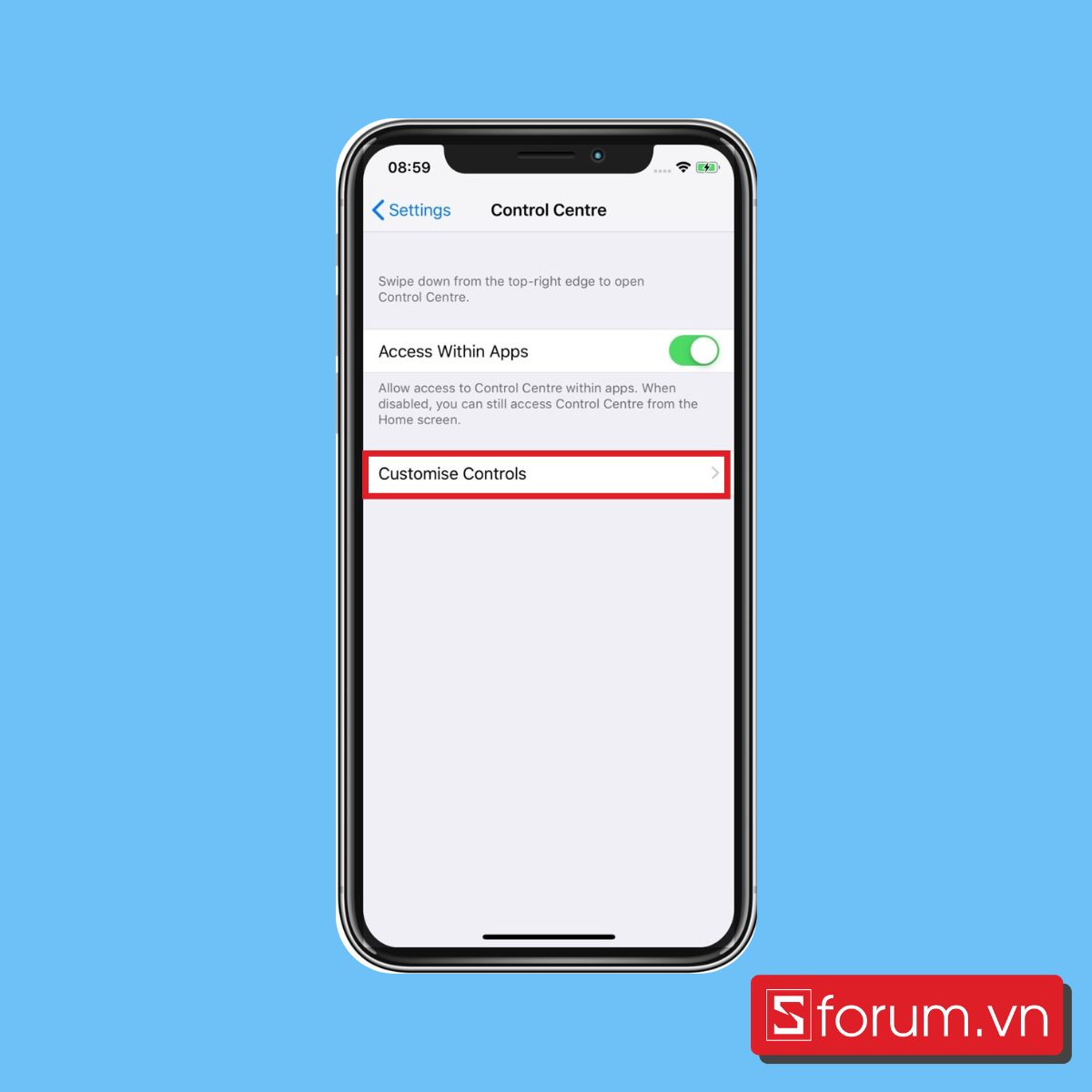 Chọn Tùy chỉnh điều khiển