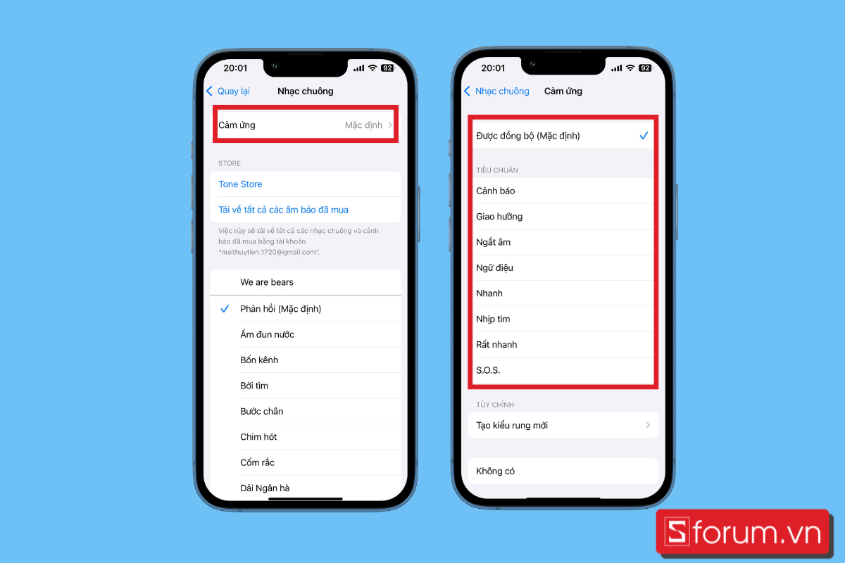 cách bật chế độ rung iPhone Tuỳ chỉnh chế độ rung cảnh báo mặc định bước 2