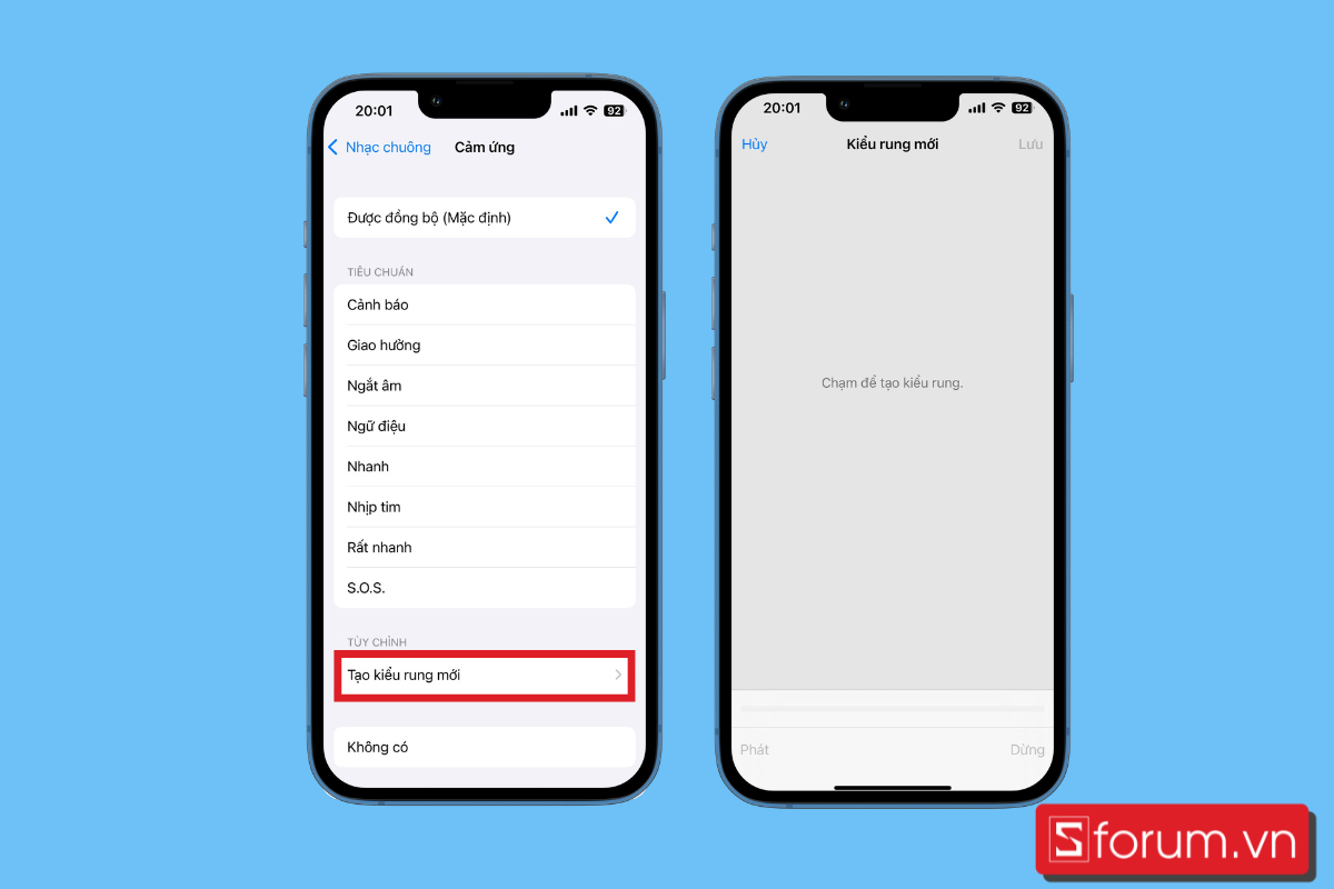 cách bật chế độ rung iPhone Tuỳ chỉnh chế độ rung cảnh báo mặc định bước 3