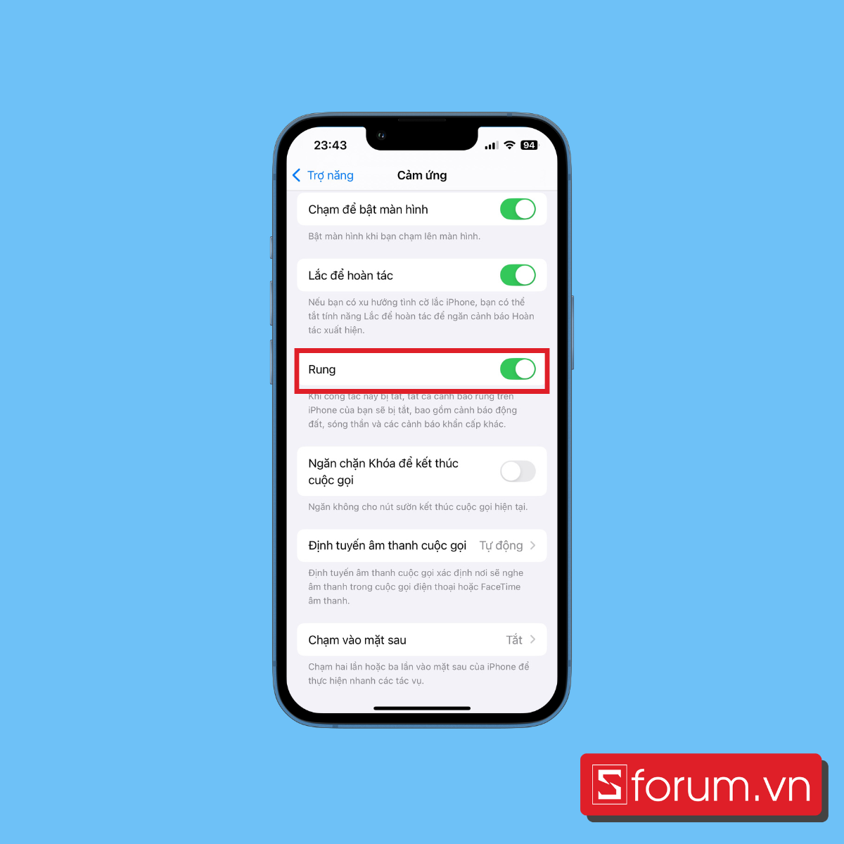 Cách bật chế độ rung trên iPhone trong cài đặt bước 4
