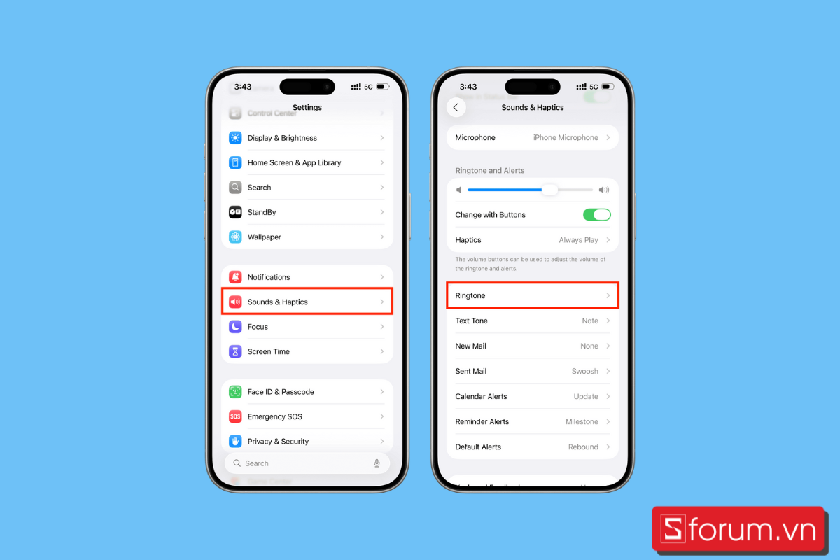Chọn nhạc chuông để thực hiện cách bật chế độ rung iPhone trên iphone