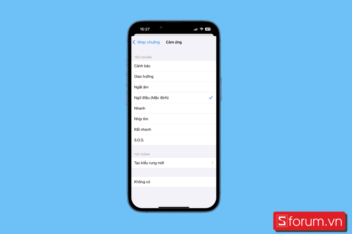 chọn kiểu rung để thực hiện cách bật chế độ rung iPhone