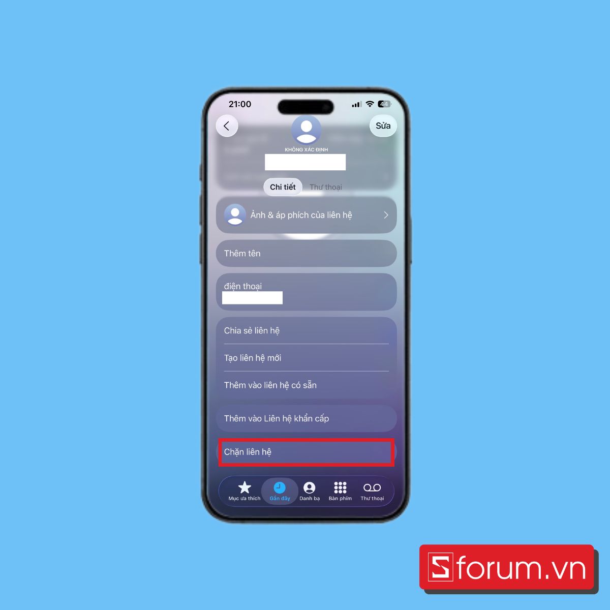 Hướng dẫn cách chặn cuộc gọi rác trên iPhone trong ứng dụng điện thoại bước 3
