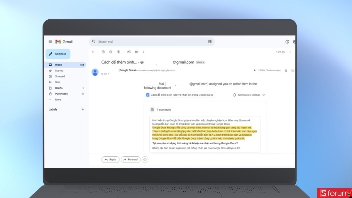 Thông báo trong gmail
