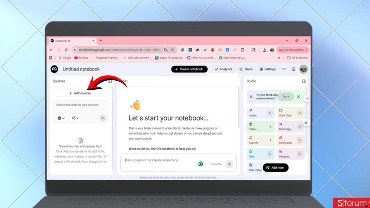 Nhấn vào Add sources