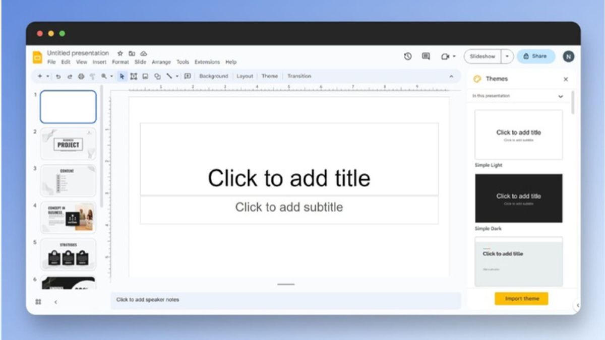 Dùng Google Slides để phác thảo nội dung