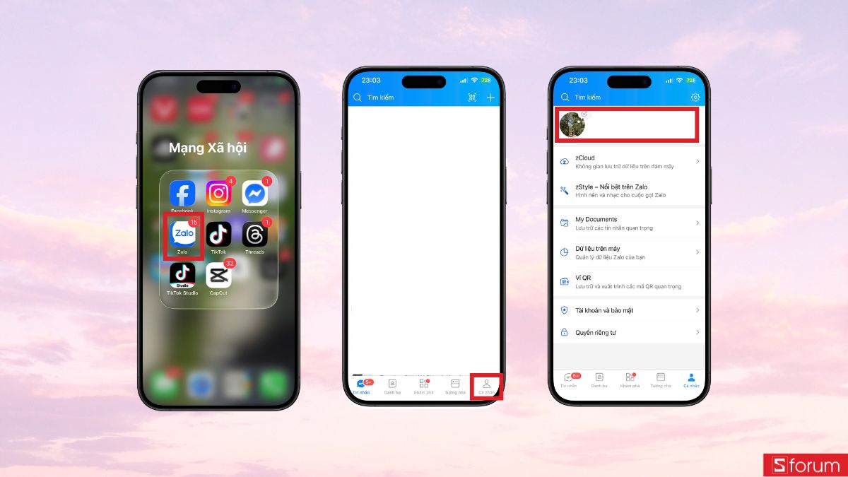Truy cập vào Zalo cá nhân
