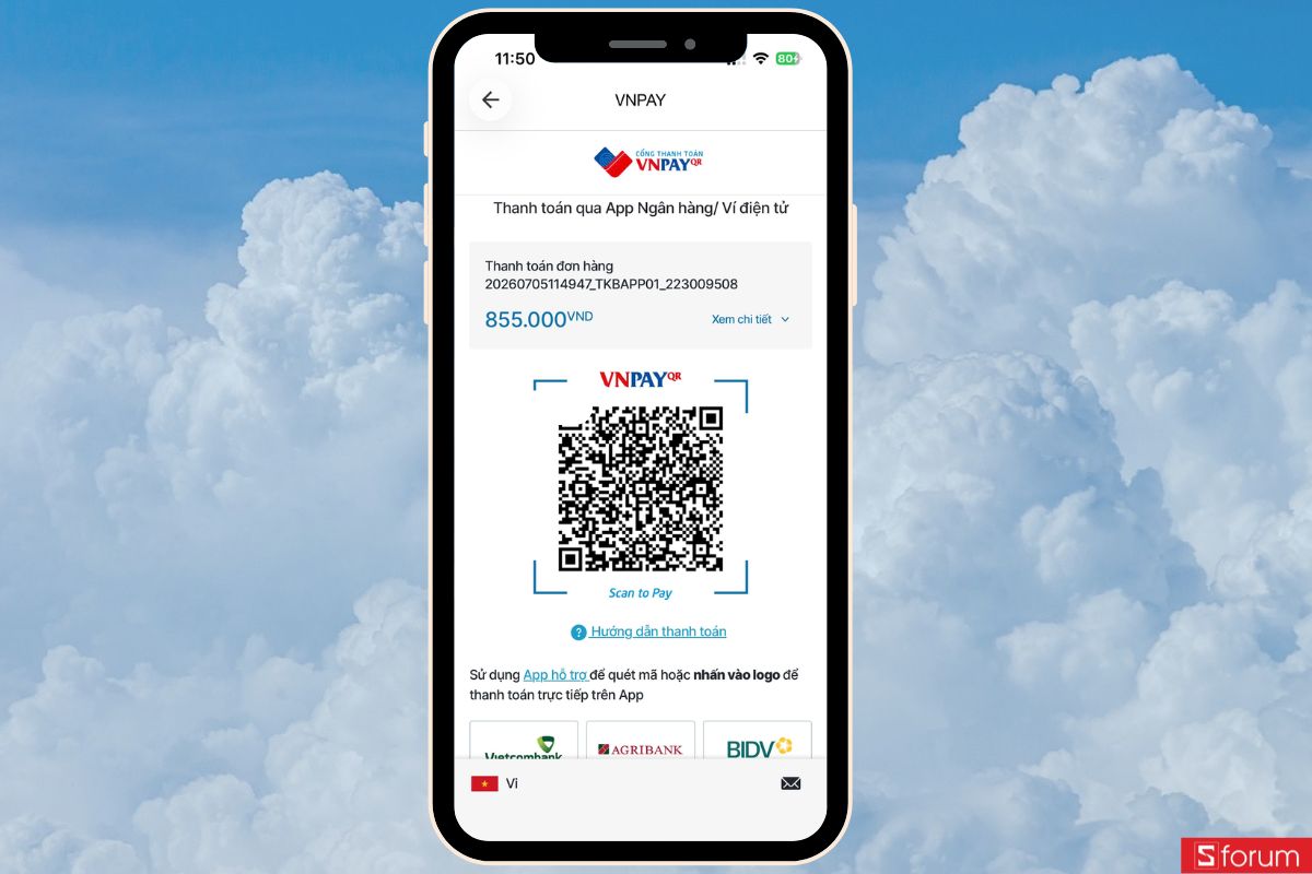 Quét mã QR để tiến hành thanh toán