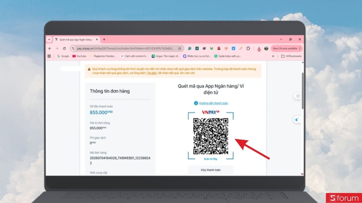 Quét mã QR để thanh toán