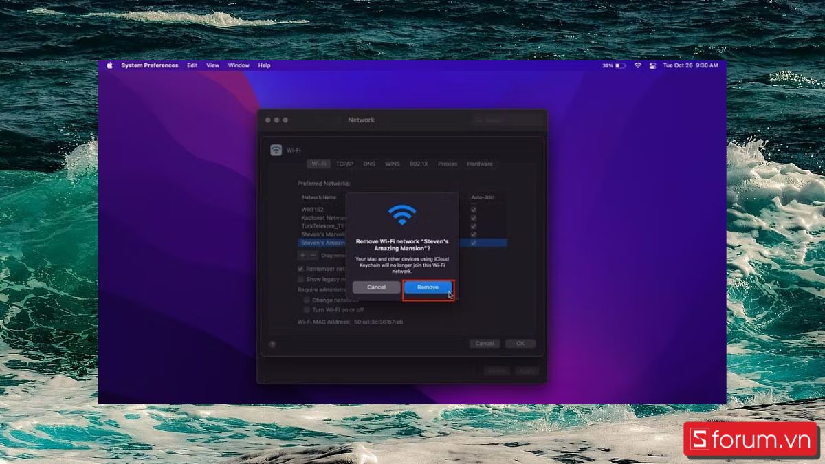 cách quên wifi trên macbook 13