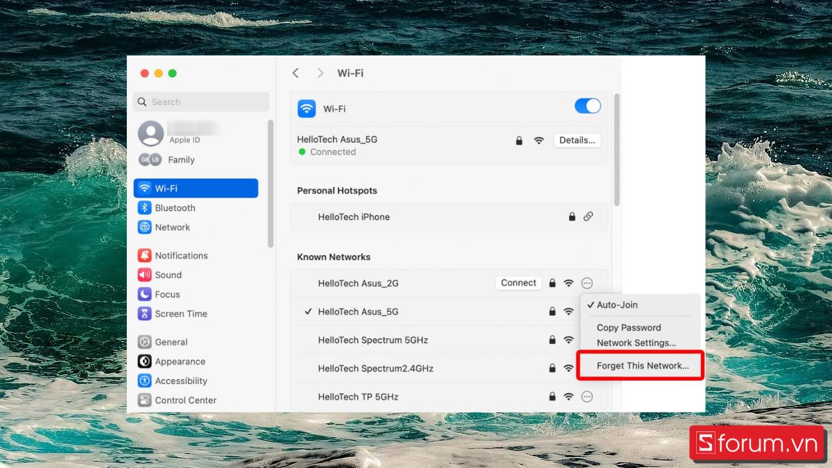 cách quên wifi trên macbook 6