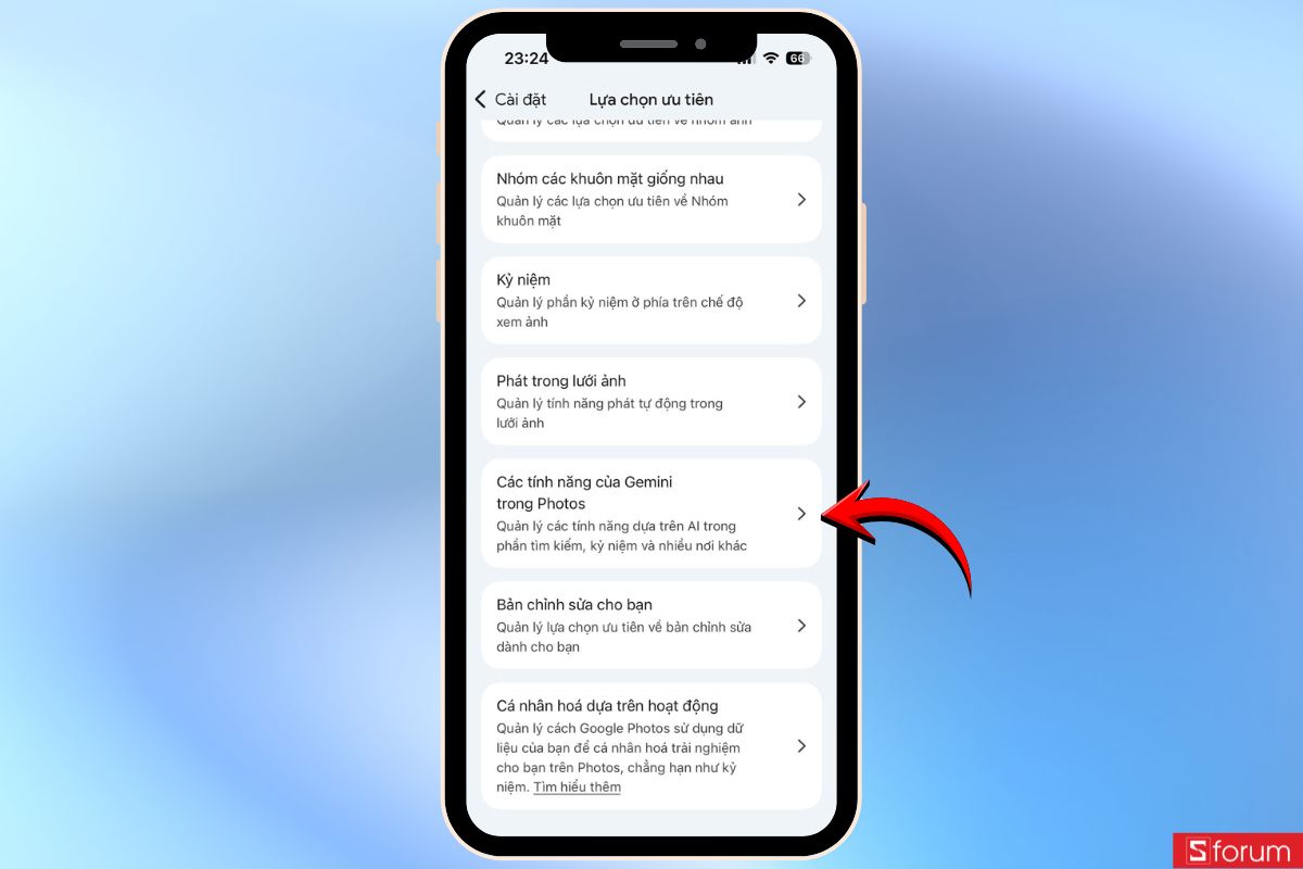 Vào các tính năng của Gemini trong Photos