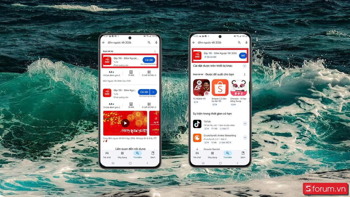 Cài đặt ứng dụng Sắp tết