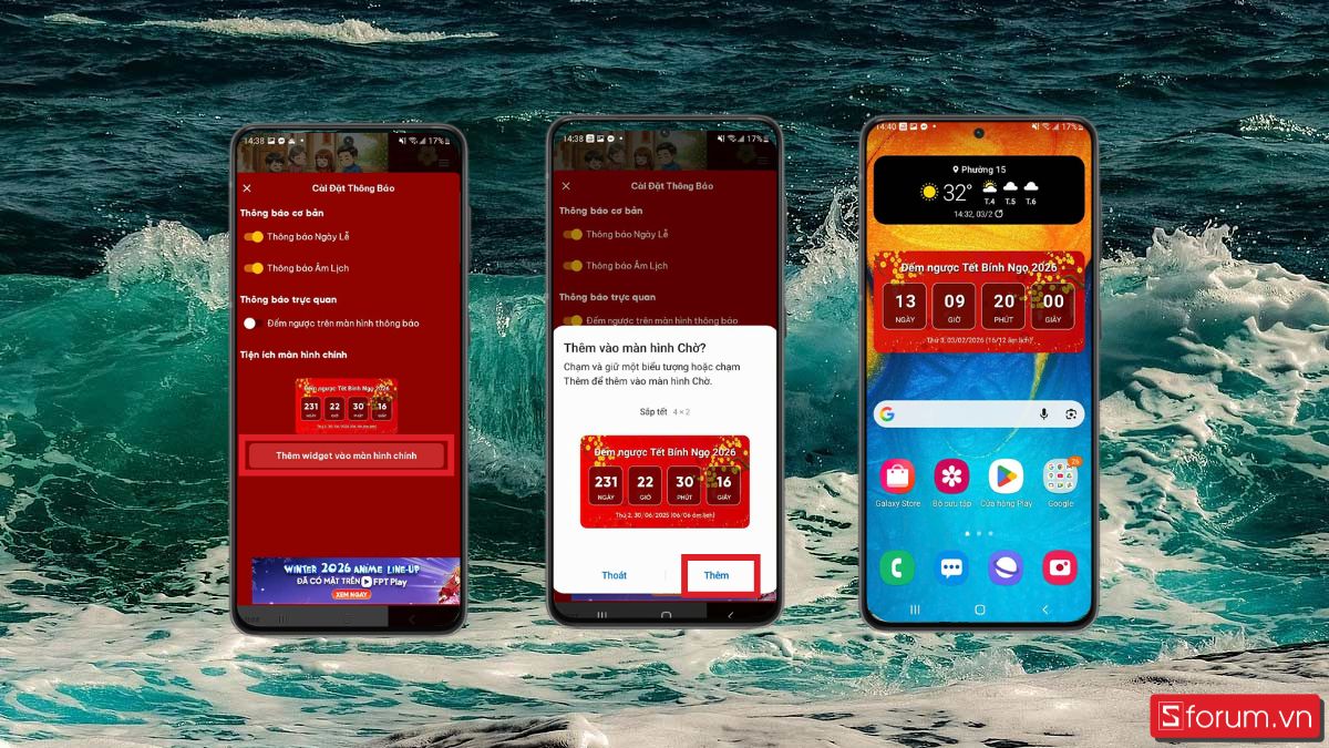 Hoàn thành thiết lập Widget