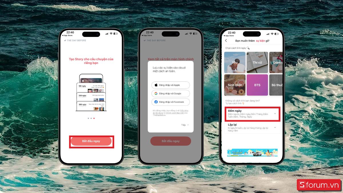 Thiết lập TheDayBefore