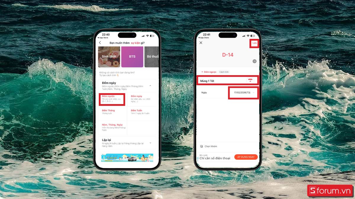 Thiết lập Countdown