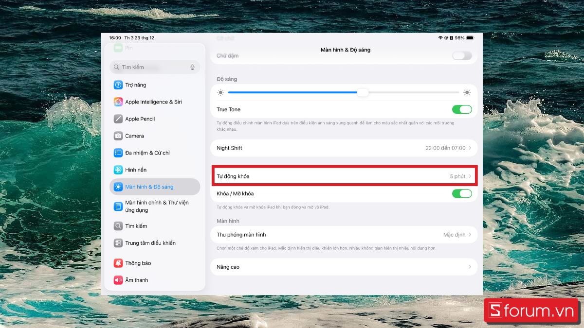 Thiết lập tự động khóa màn hình hợp lý bước 3