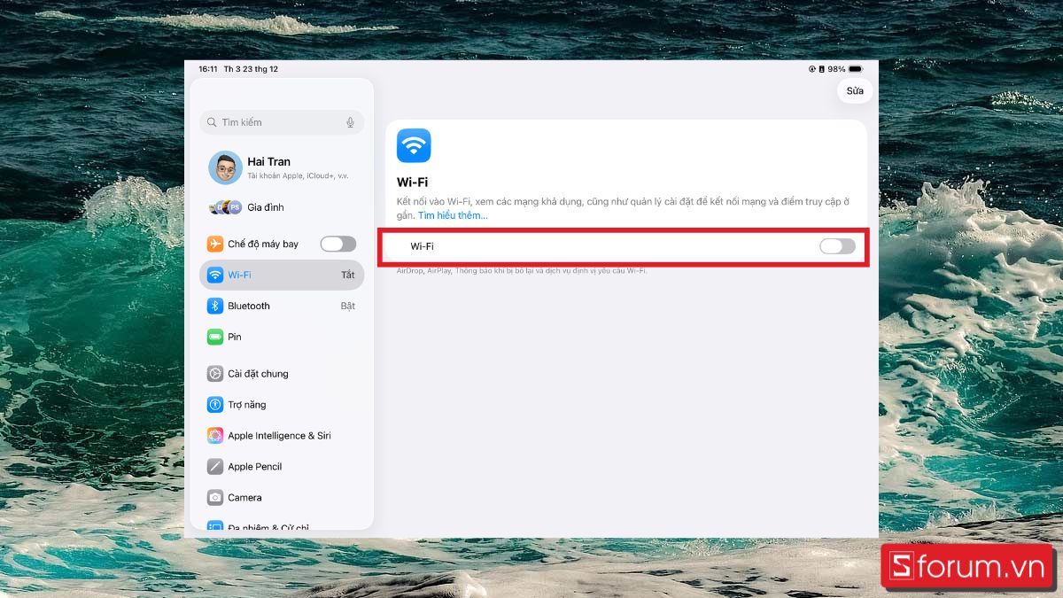 Cách tắt Wifi trên iPad khi không cần thiết 2