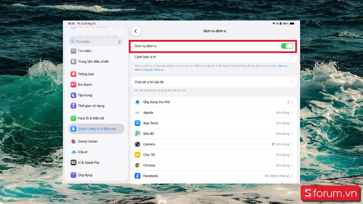 Tắt định vị và dịch vụ theo dõi nền bước 2