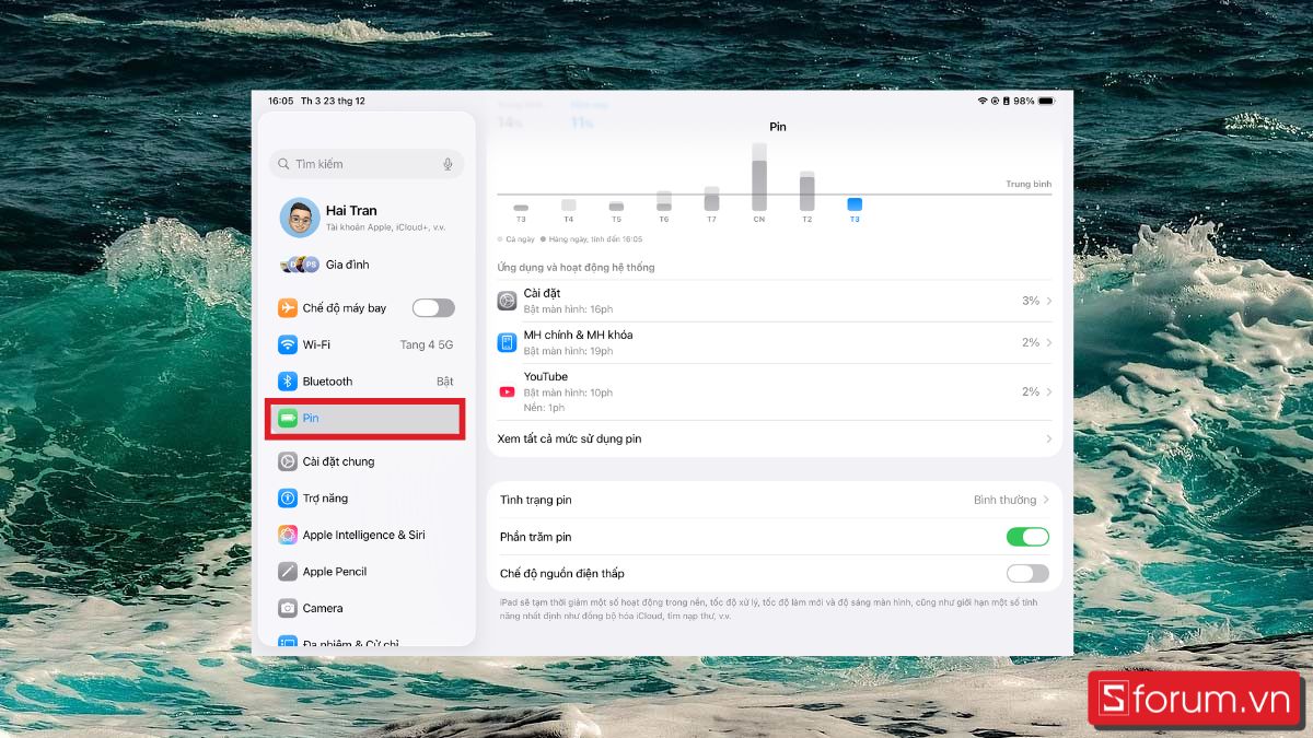 Cách bật chế  độ tiết kiệm pin trên iPad bước 2