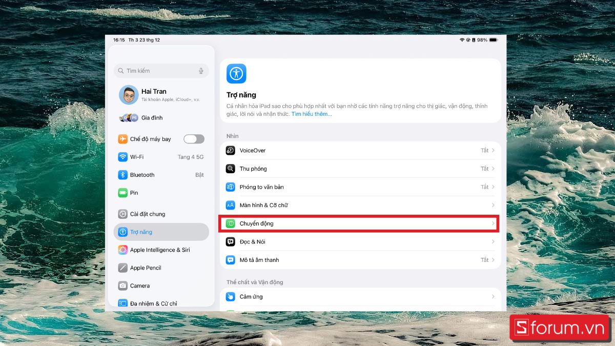 Giảm hiệu ứng chuyển động và hình nền động bước 3