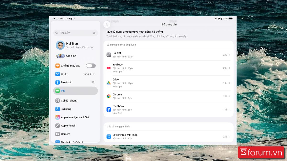 Kiểm tra những ứng dụng tiêu hao pin nhiều trên iPad bước 3
