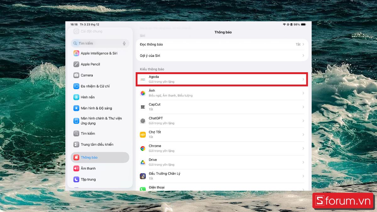 Tắt thông báo đẩy khi không cần thiết bước 3