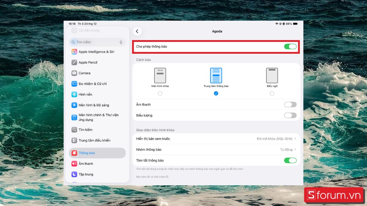 Tắt thông báo đẩy khi không cần thiết bước 4