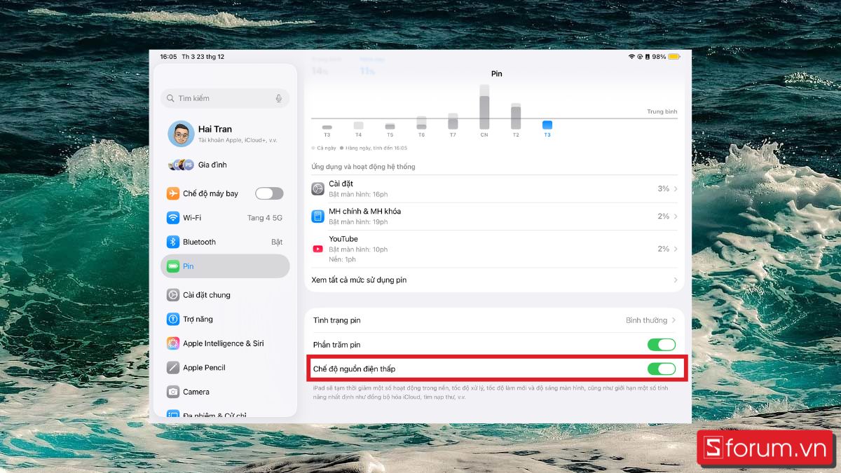 Cách bật chế  độ tiết kiệm pin trên iPad bước 3