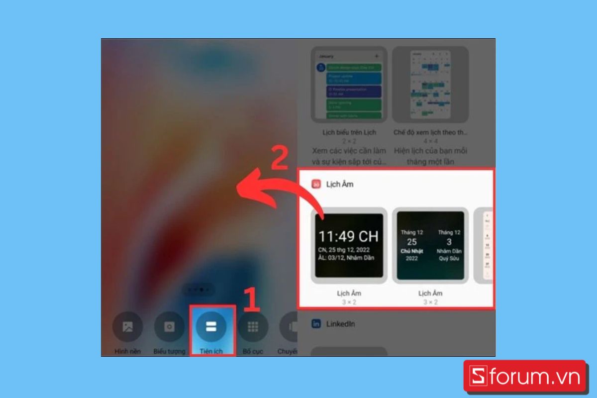 cách xem hiển lịch âm trên trên màn hình chính điện thoại oppo