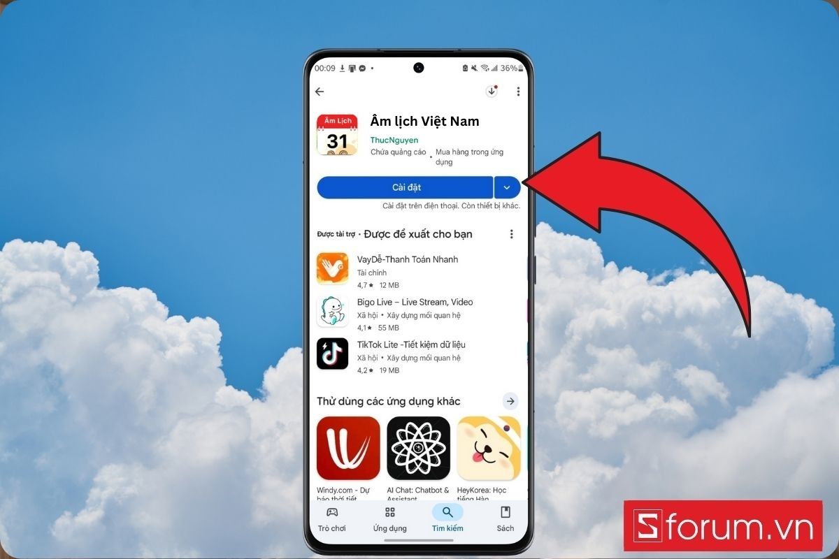 cách xem lịch âm trên oppo  bằng app Âm lịch việt nam bước 2