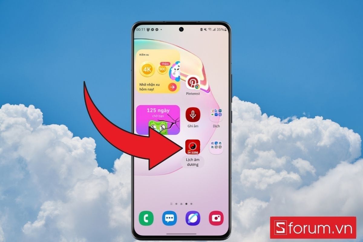 cách xem lịch âm trên oppo  bằng app Âm dương bước 3