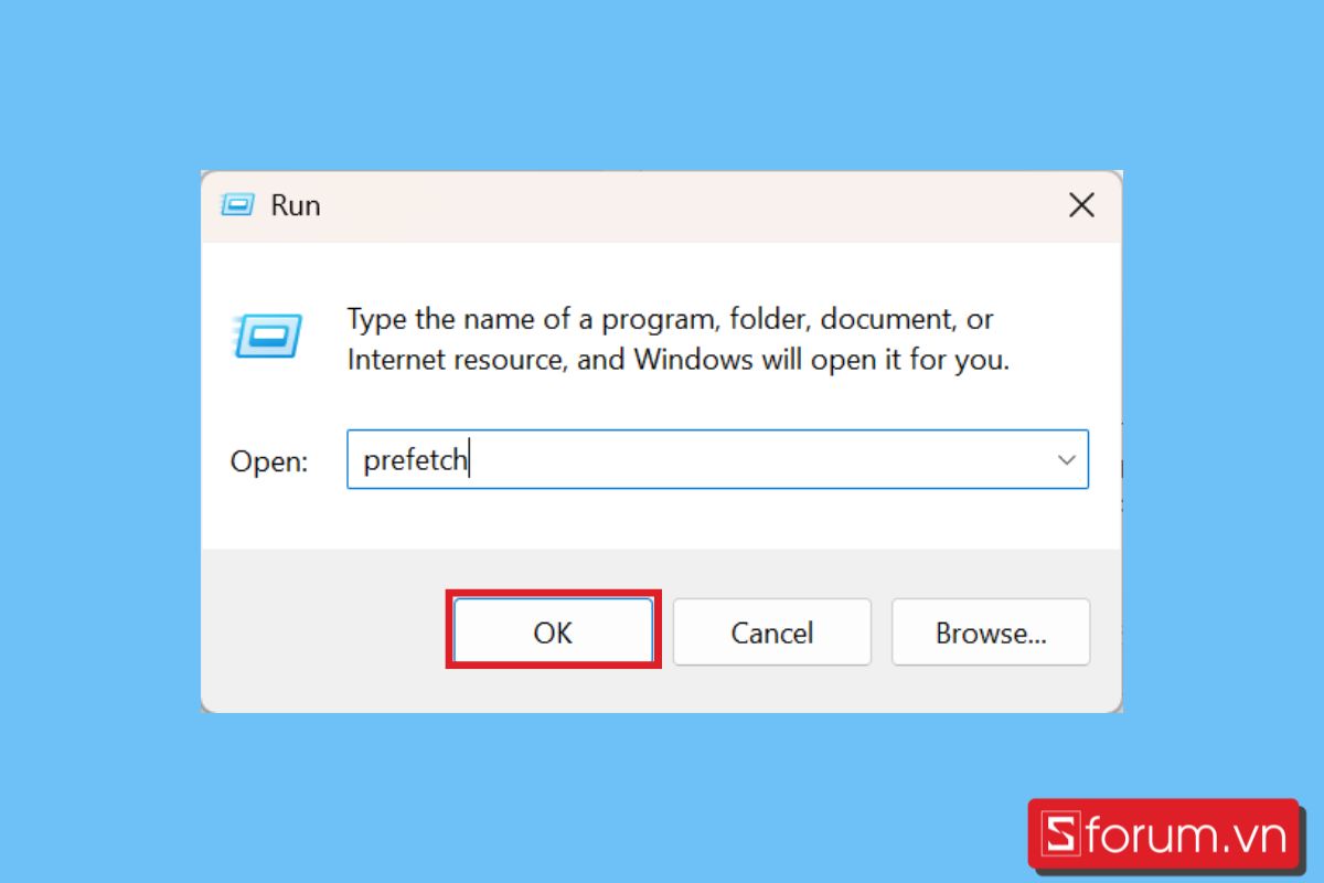 Cách xóa bộ nhớ đệm trên máy tính xoá file tạm prefetch bước  2
