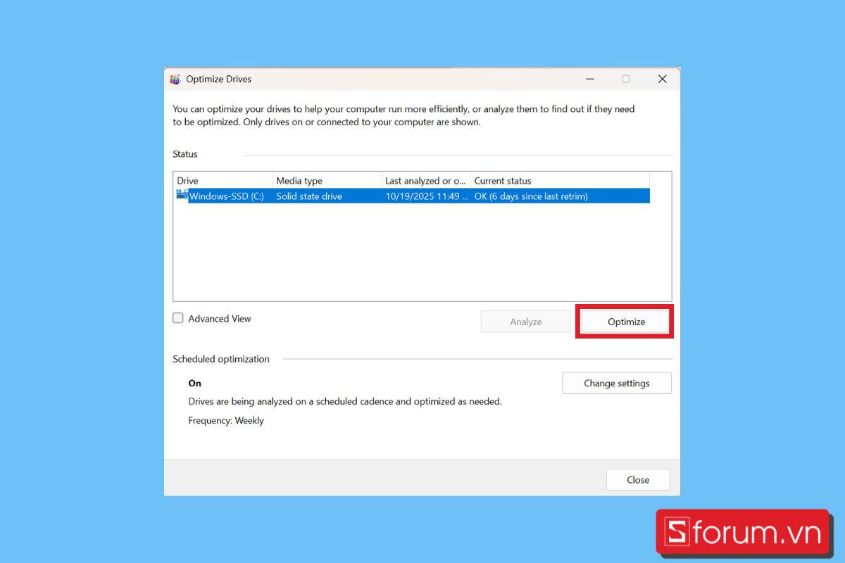 cách xóa bộ nhớ đệm trên máy tính chống phân mảnh ổ cứng bước 4