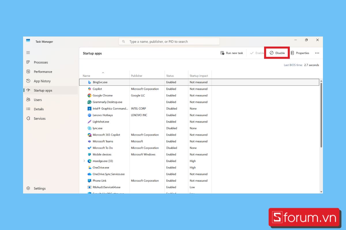 cách xóa bộ nhớ đệm trên máy tính tắt ứng dụng khởi động cùng máy bước 3