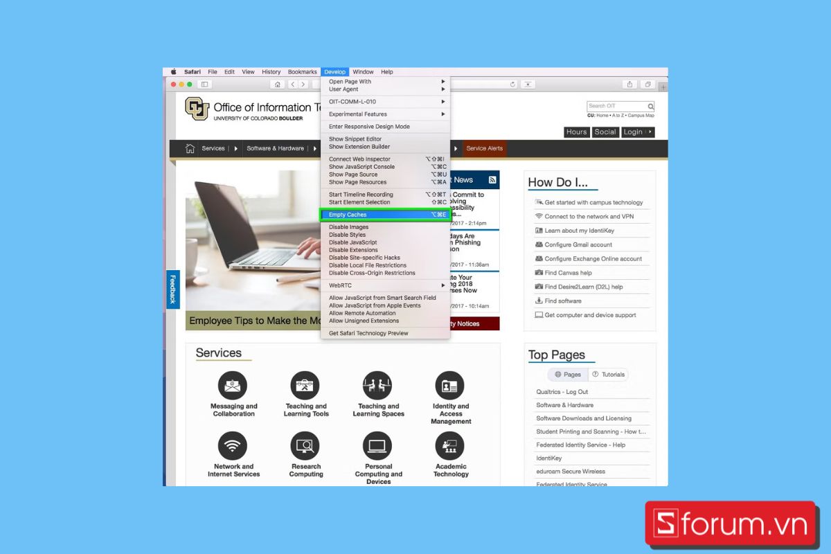 Cách xóa cache trên máy tính trình duyệt web Safari bước 3
